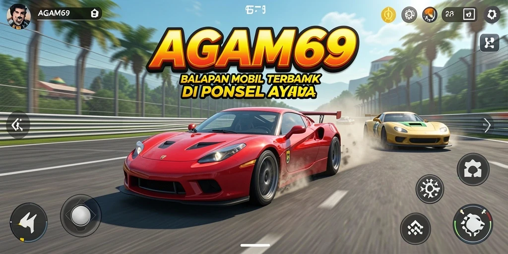 Screenshot gameplay AGAM69 menampilkan aksi balap yang mendebarkan.
