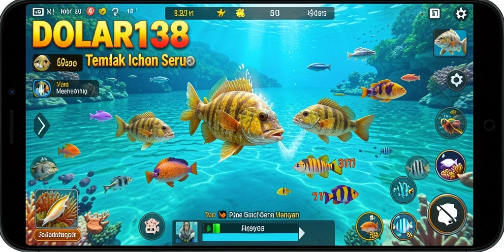 Gameplay seru DOLAR138 saat menembak ikan berwarna-warni.