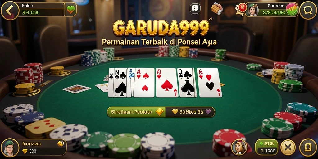 Tampilan menakjubkan dari gameplay poker GARUDA999 yang mendebarkan.