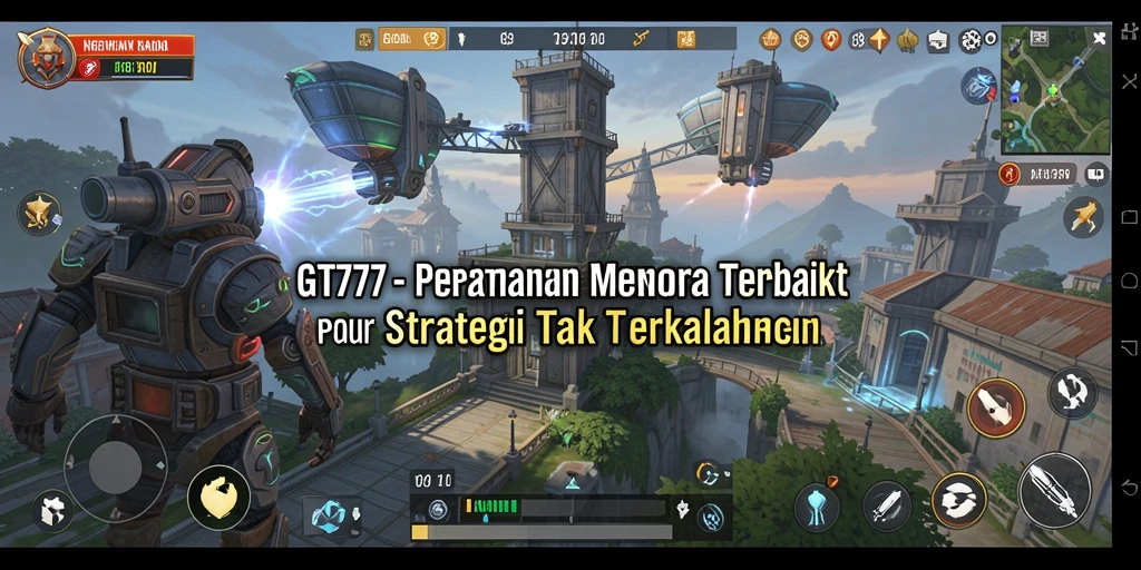 Screenshot gameplay GT777 menunjukkan aksi mendebarkan di lapangan Tower Defense.