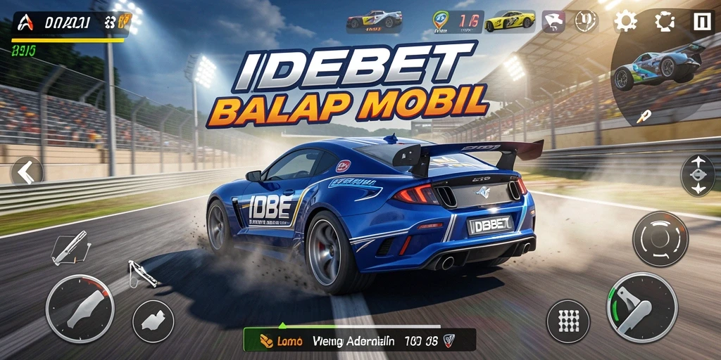 Gambar layar gameplay <strong>IDEBET</strong> menampilkan aksi balap yang mendebarkan.