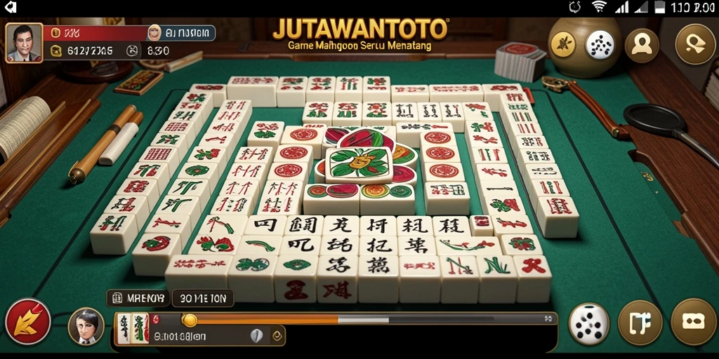 Tampilan gameplay seru JUTAWANTOTO dengan ubin Mahjong yang menarik.