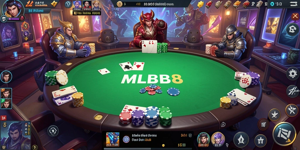 Gameplay seru poker di MLBB8 dengan lawan dari seluruh Indonesia.