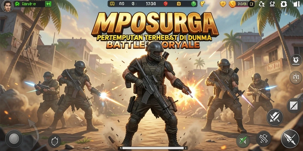 Screenshot MPOSURGA menampilkan aksi seru dalam pertempuran Battle Royale.