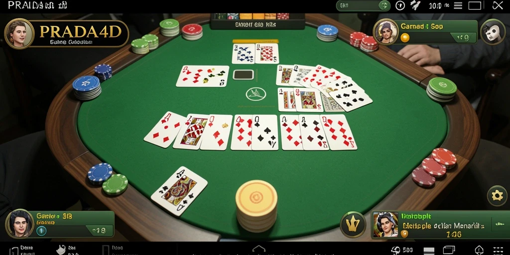 Screenshot PRADA4D menunjukkan gameplay Gaple yang seru dan kompetitif.