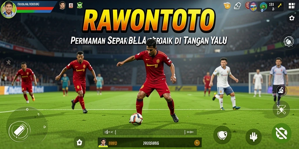 Tampilan gameplay seru di lapangan sepak bola RAWONTOTO.