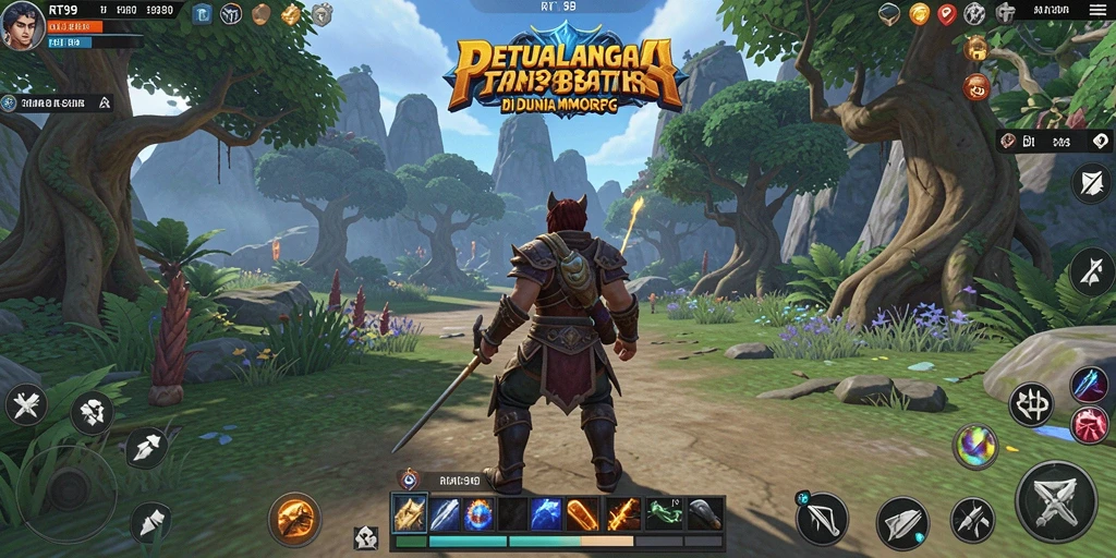 Tangkapan layar dari gameplay RT99 menampilkan aksi seru dalam dunia MMORPG.