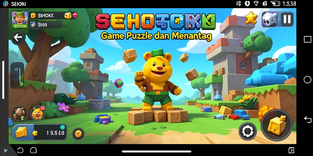 Tampilan gameplay SEHOKI dengan grafik puzzle yang menantang dan berwarna-warni.