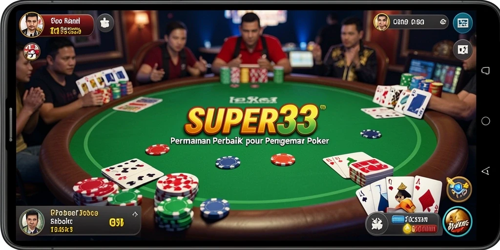 Tampilan gameplay Poker yang mendebarkan di SUPER33.