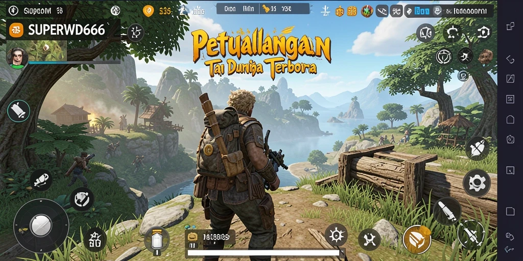 Screenshot menunjukkan aksi mendebarkan dalam dunia terbuka SUPERWD666.