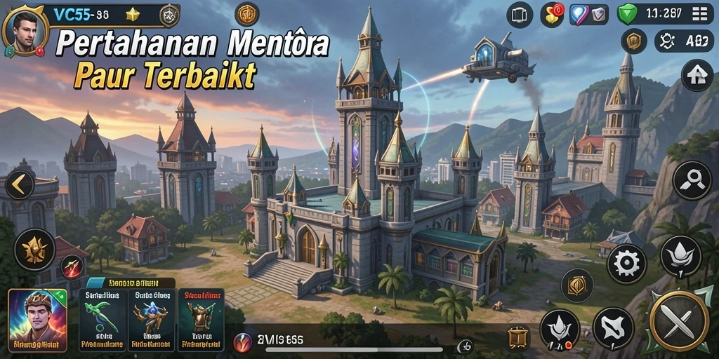 Tampilan menakjubkan gameplay Tower Defense dalam VC55.