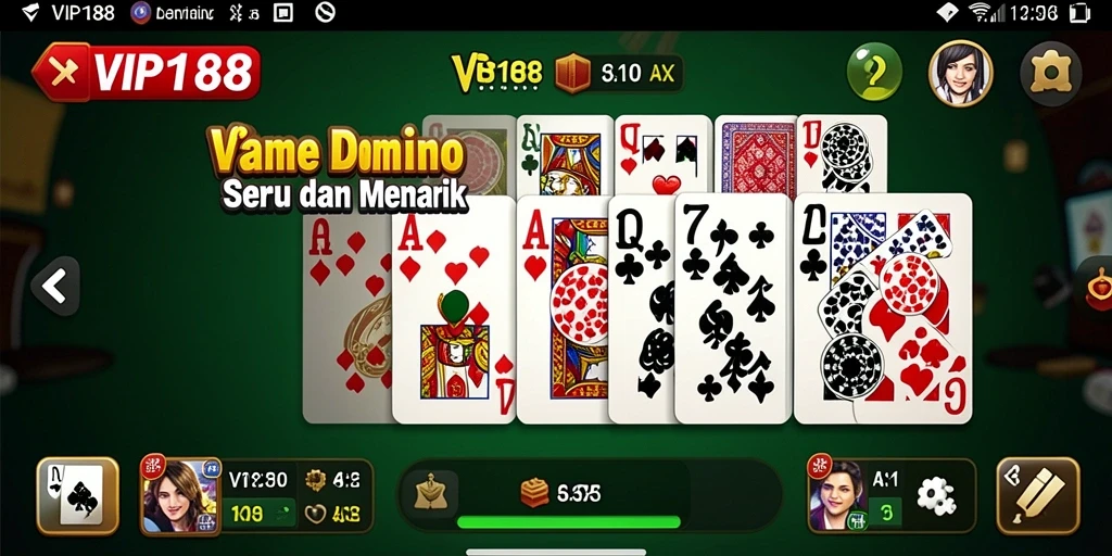 Tampilan gameplay seru dalam pertandingan Domino VIP188.